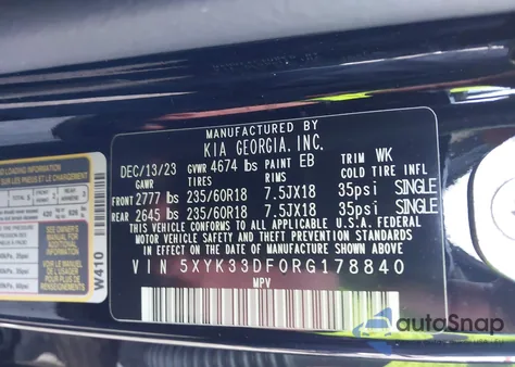 2024 Kia Sportage Ex из США, поврежденный, VIN 5XYK33DF0RG178840